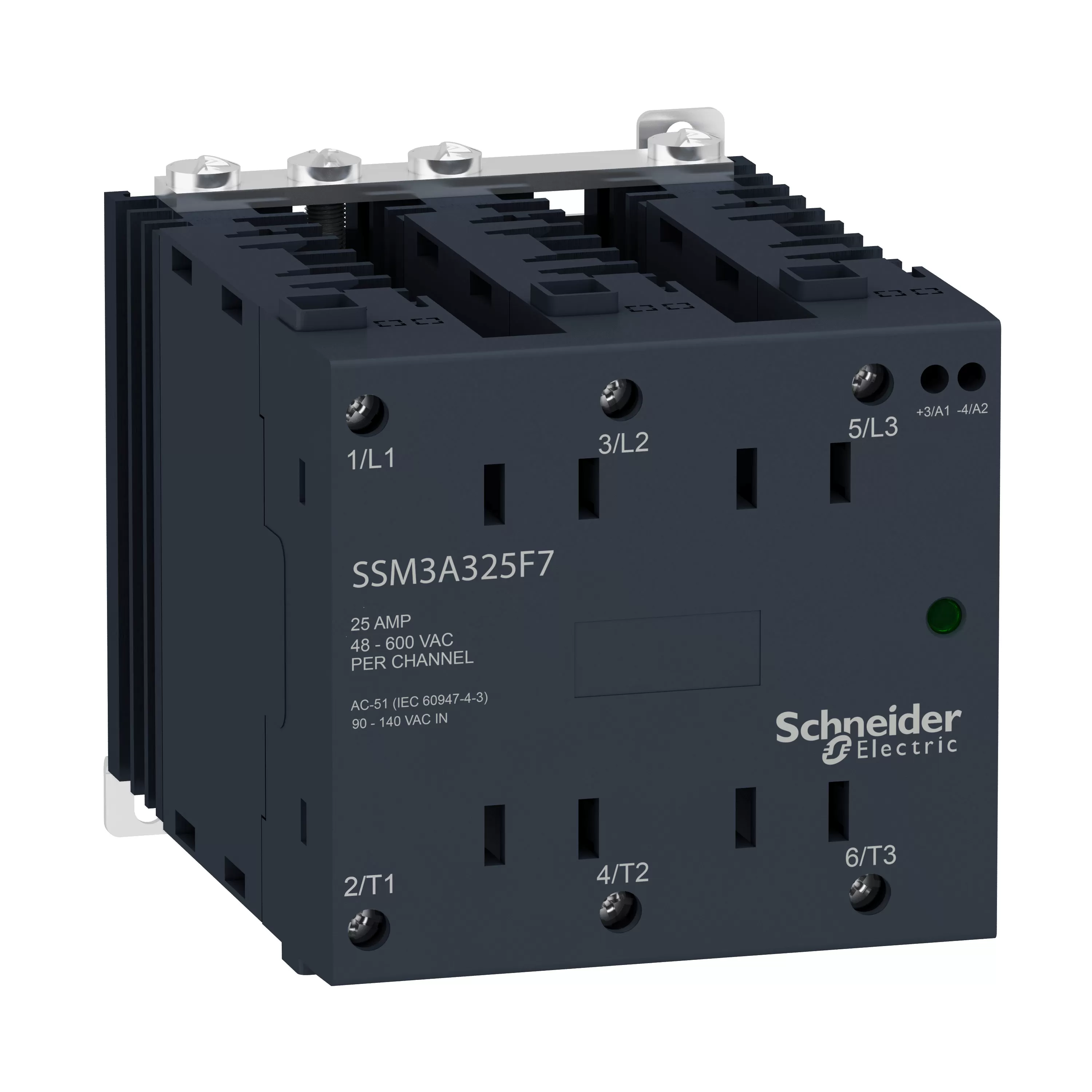 Schneider Electric Halbleiterrelais, Hutschiene, E: 180-280VAC, A: 48-600VAC, 3x 25 A, 3ph, nullsp. SSM3A325P7