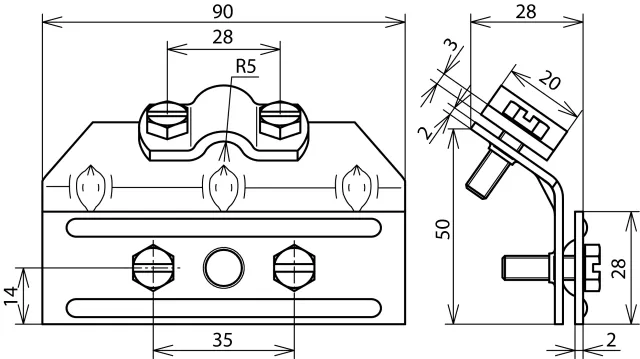 Dehn Schneefanggitterklemme Cu Klemm- bereich 3-13mm m. Überleger f. Rd 7-10mm 343007