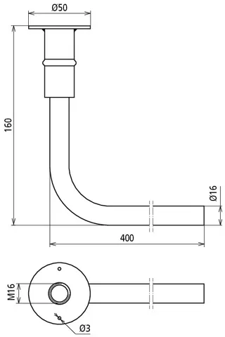 Dehn Betonstahl-Erdungsbrücke gebogen mit Anschlussplatte mit Gewinde M16 D 50mm 419020