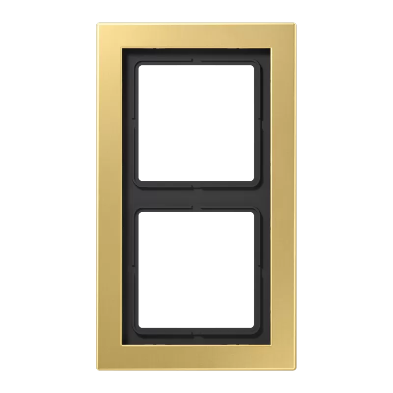 Jung Rahmen 2fach, senkrechte und waagerechte Montage, Messing, LS-DESIGN, Messing classic MED2982C