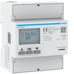 Hager Energiezähler 3phasig,direkt 80A, S0,MID ECP380D