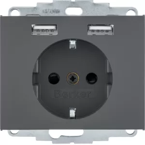 Berker Steckdose SCHUKO/USB, K.1, anthrazit mt. 48037006
