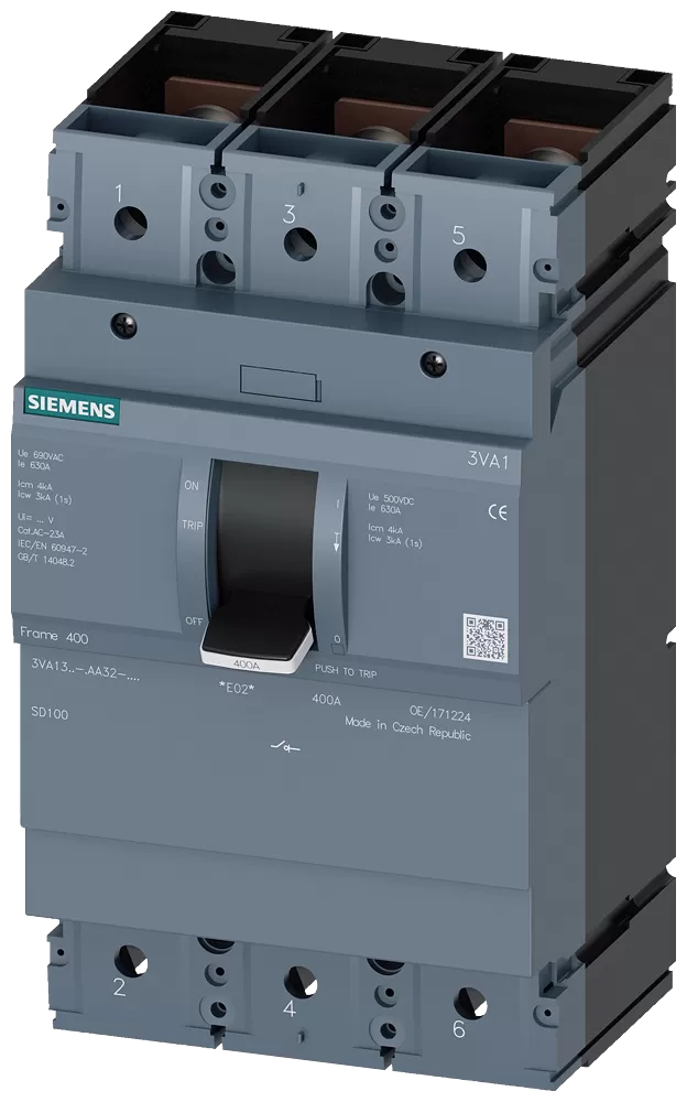 Siemens Lasttrennschalter 3VA1 IEC Frame 400 3-polig SD100, In=400A ohne Überlastschu... 3VA13401AA320BB0
