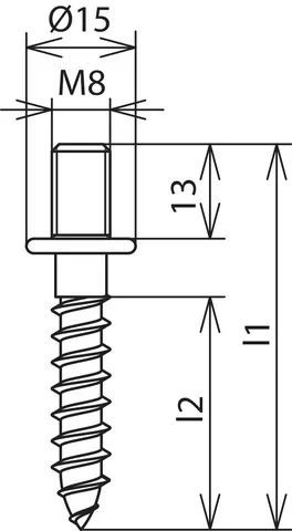 Dehn Holzschraube m. Gewindekopf M8x13mm St/galZn L 73mm 528870