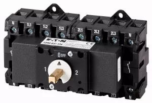 Eaton Umschalter, QM, 63 A, 2 x 3-polig + N (schaltbar), ohne Drehgriff, mit Antriebsachse, 6 mm quadratisch 1319915