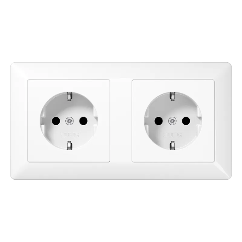 Jung Kabelkanal-SCHUKO® Steckdose, 2fach, 16 A 250 V ~, Thermoplast, Serie AS, alpinweiß AS1522BFWW