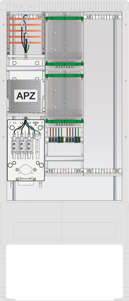 ABN Zähleranschlusssäule 2 ZP, APZ,Leerpl., 5pol SZ207ZL2503A
