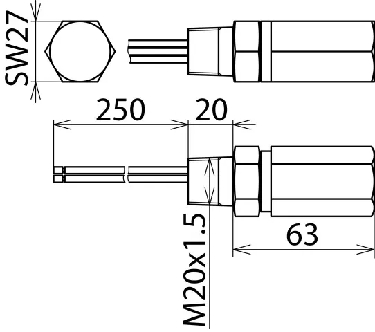 Dehn Überspannungsableiter DEHNpipe Ex (d) mit M20x1,5 Aussengewinde 929969
