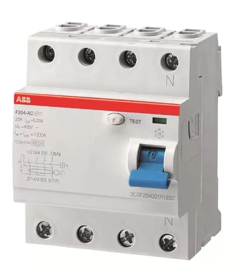 ABB F204A-40/0,03/400H FI-Schutzschalter 4P,Typ A,40A,30mA,400Hz 2CSF204197R1400