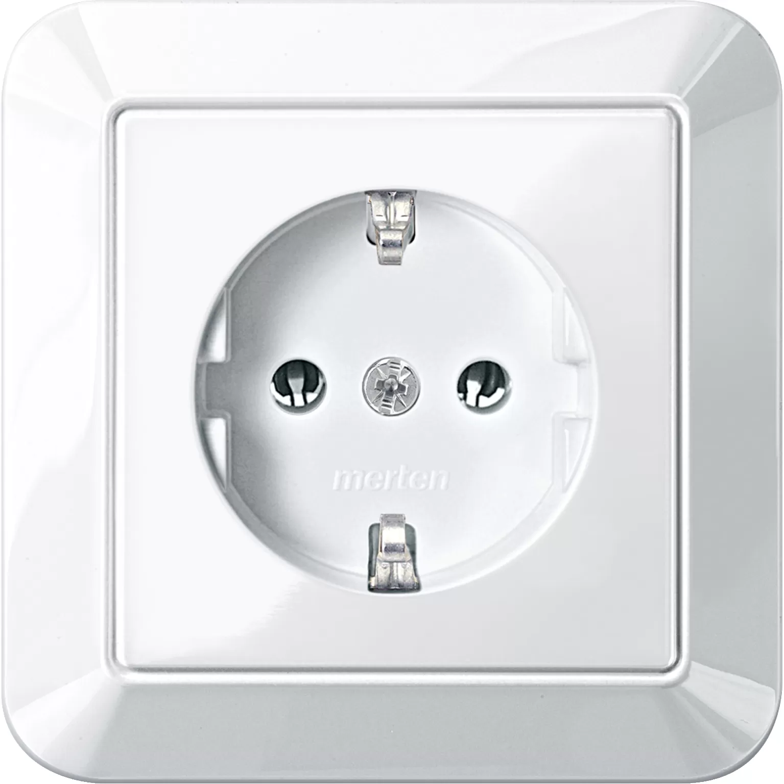 Merten SCHUKO-Steckdose mit voller Abdeckplatte, Schraub-Liftklemmen, polarweiß glänzend, 1-M MEG2401-1019