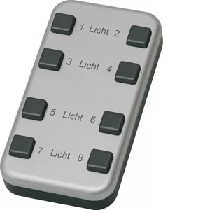 Eltako Funk-Minihandsender. Oberseite alu lackiert, Unterseite und Tasten Anthrazit-Soft-Lackierung 30000419