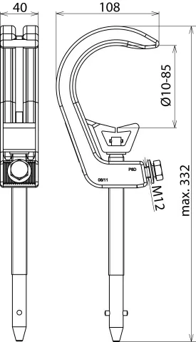 Dehn Phasenschraubklemme D 10-85mm Spindel- Q-Stift f. Anschlussstück PK2 16-150mm² 784085