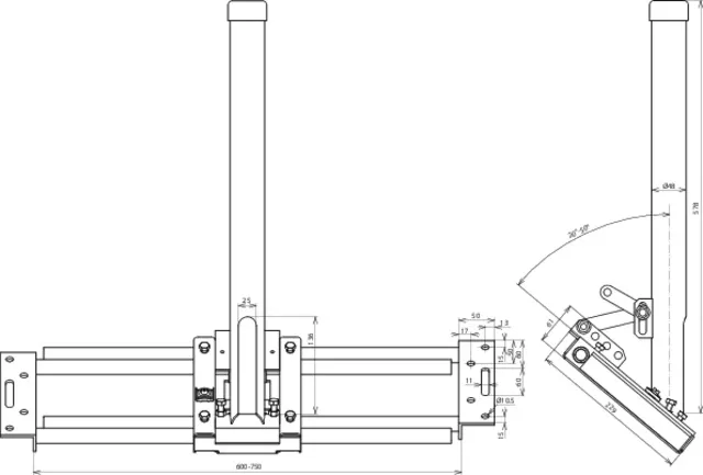 Dehn Dachsparrenhalter f. Abstand 600-750mm m. Rohr AD 48mm f. HVI-Leitung 105240