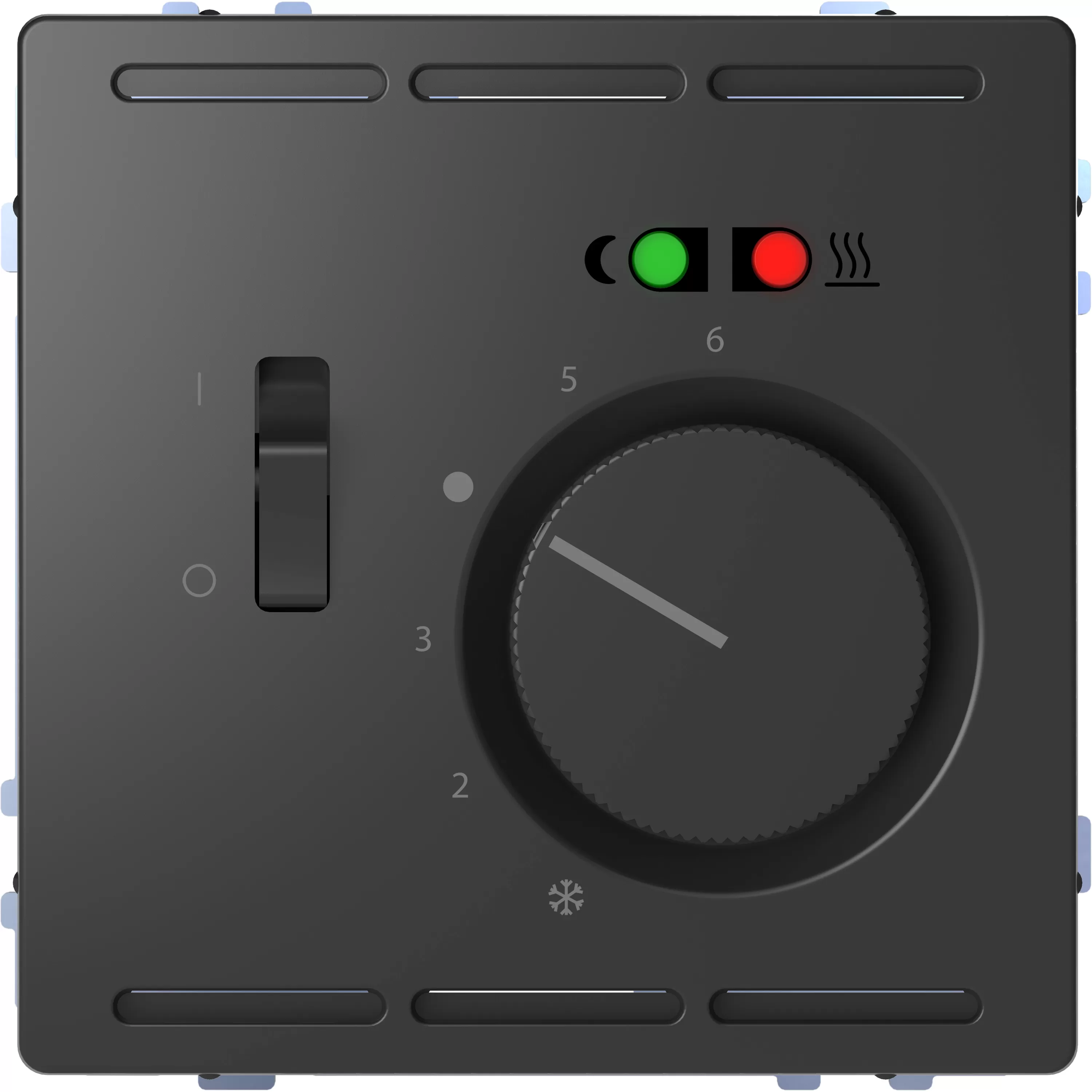 Merten Fußbodentemperaturregler 230V mit Schalter und Zentralplatte, Anthrazit, System Design MEG5764-6034