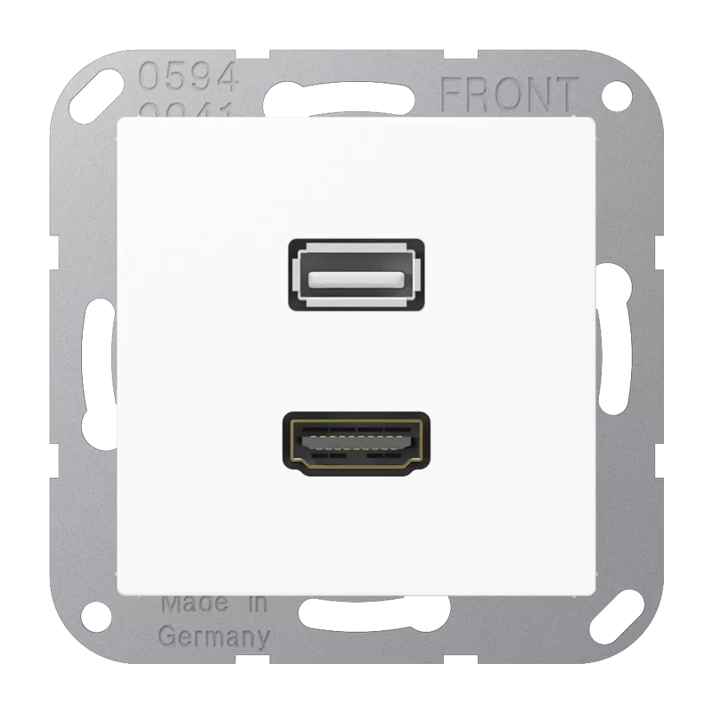 Jung Multimedia-Anschlusssystem HDMI / USB 2.0, Serie AS/A, alpinweiß MAA1163WW