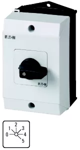 Eaton Stufenschalter, T0, 20 A, Aufbau, 3 Baueinheit(en), Kontakte: 5, 45 °, rastend, mit 0-Stellung, 0-5, Abwicklungs Nr. 8243 207128
