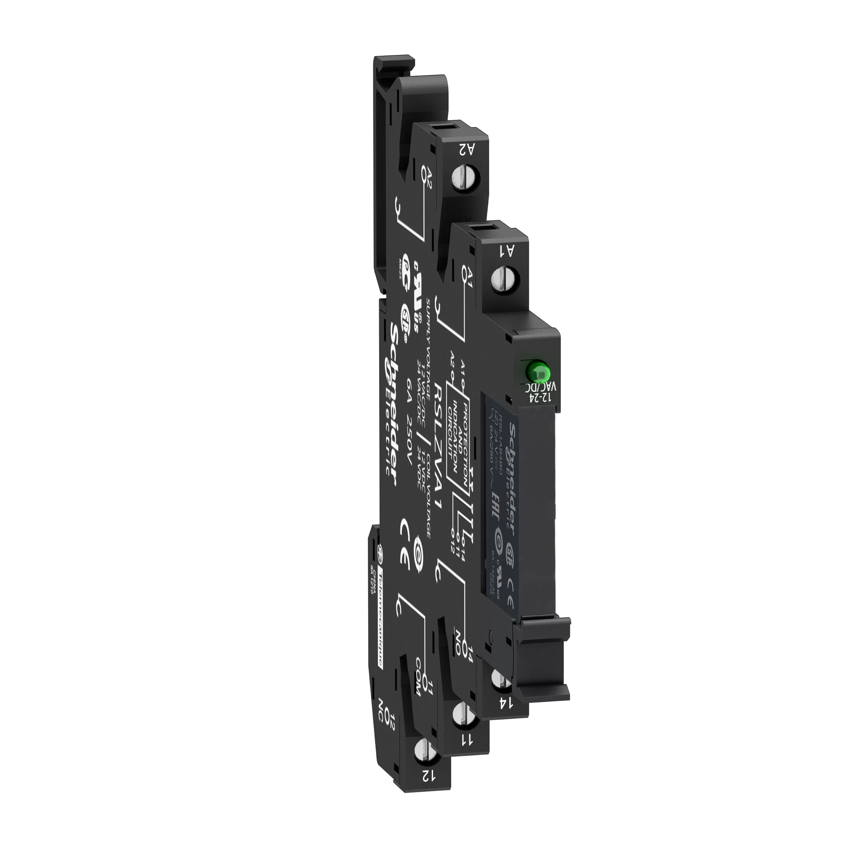 Schneider Electric Schmales Interface-Relais RSL im Sockel, 1 W, 6 A, LED, Schraubk., 230VAC/DC RSL1PVPU