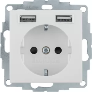 Berker Steckdose SCHUKO/USB, S.1, weiß glänzend 48038982