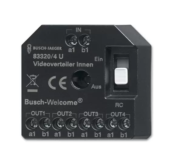 Busch-Jaeger 83320/4 U | Aktiv Videoverteiler Innen UP, 4-fach zur Montage in einer Unterputzdose
