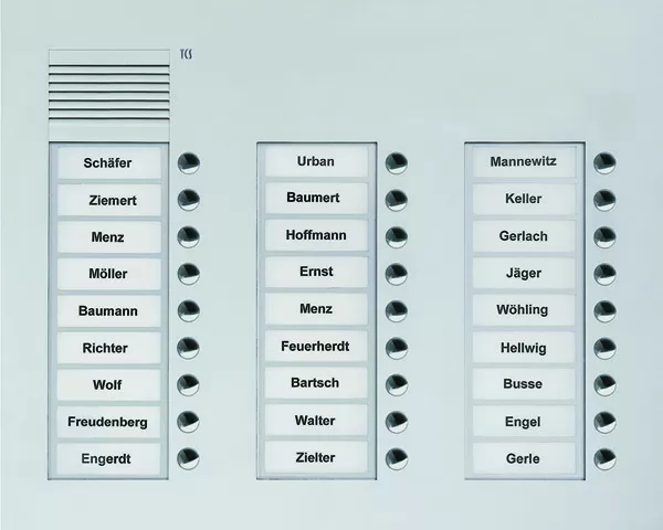 TCS Audio Außenstation Serie PUK 27 Klingeltasten (rechtsbündig), 3-spaltig, UP silber PUK27/3-EN