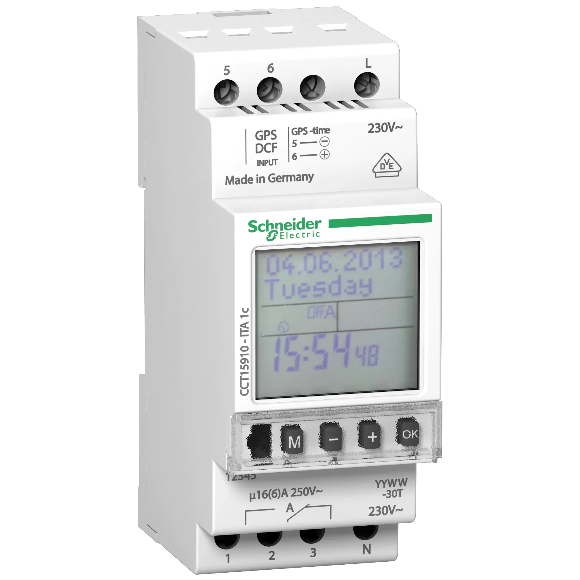 Schneider Electric Acti 9, ITA, 1C Jahreszeitschalter, 24 Stunden+7 Tage+Jahr CCT15910