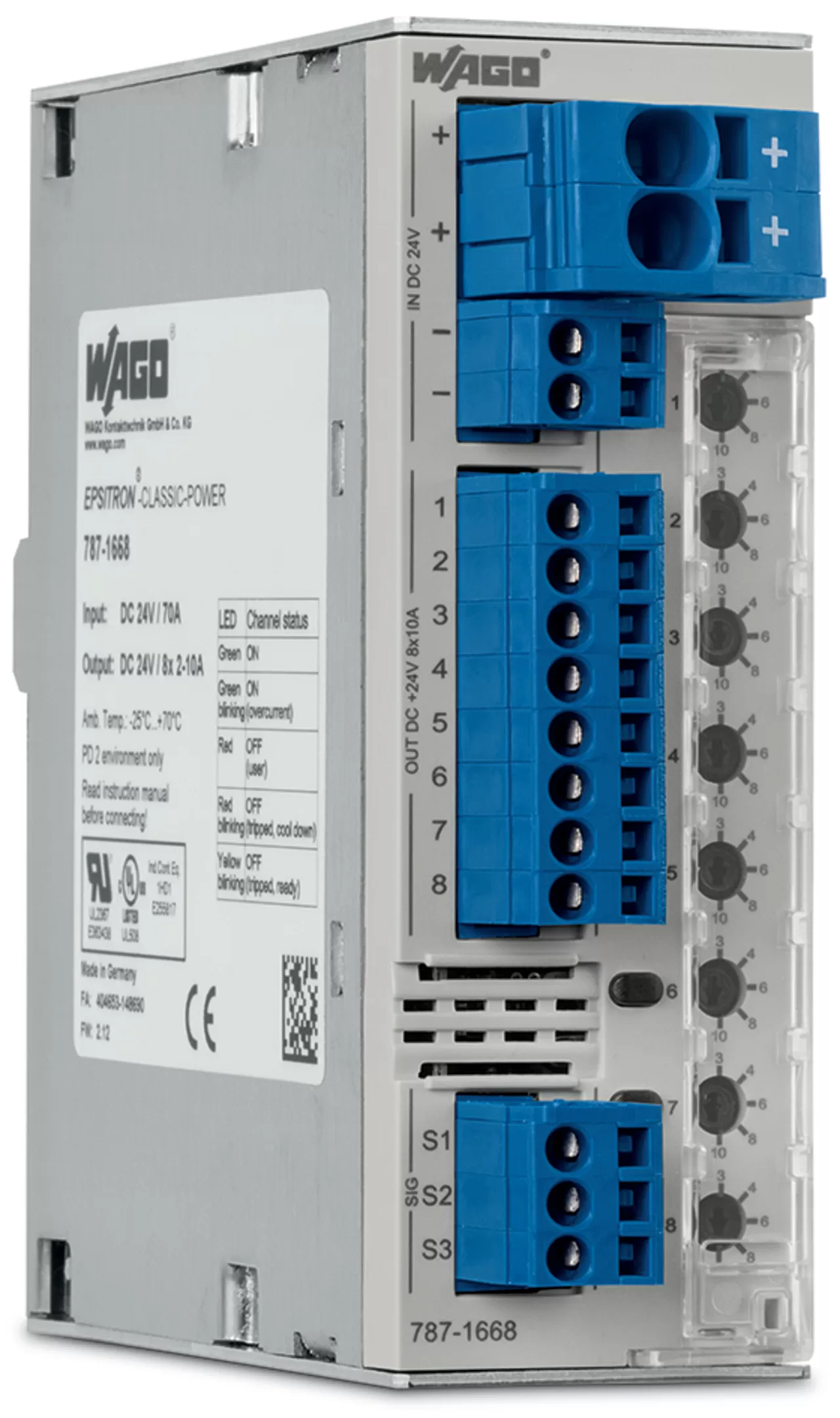 WAGO Elektronischer Schutzschalter;8-kanalig;Eingangsspannung DC 24 V 787-1668