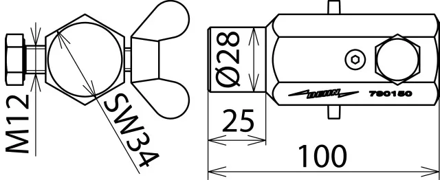 Dehn Erdanschlussbuchse m. Ringnut D 16mm m. Anschlussschraube M12 f. 16-150mm² 790150