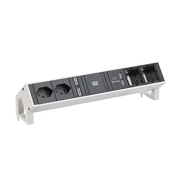 Bachmann DESK2 2xCH T13 1xUSB Charger 2xCM Strom 0,2m GST18 Weiß 902.230