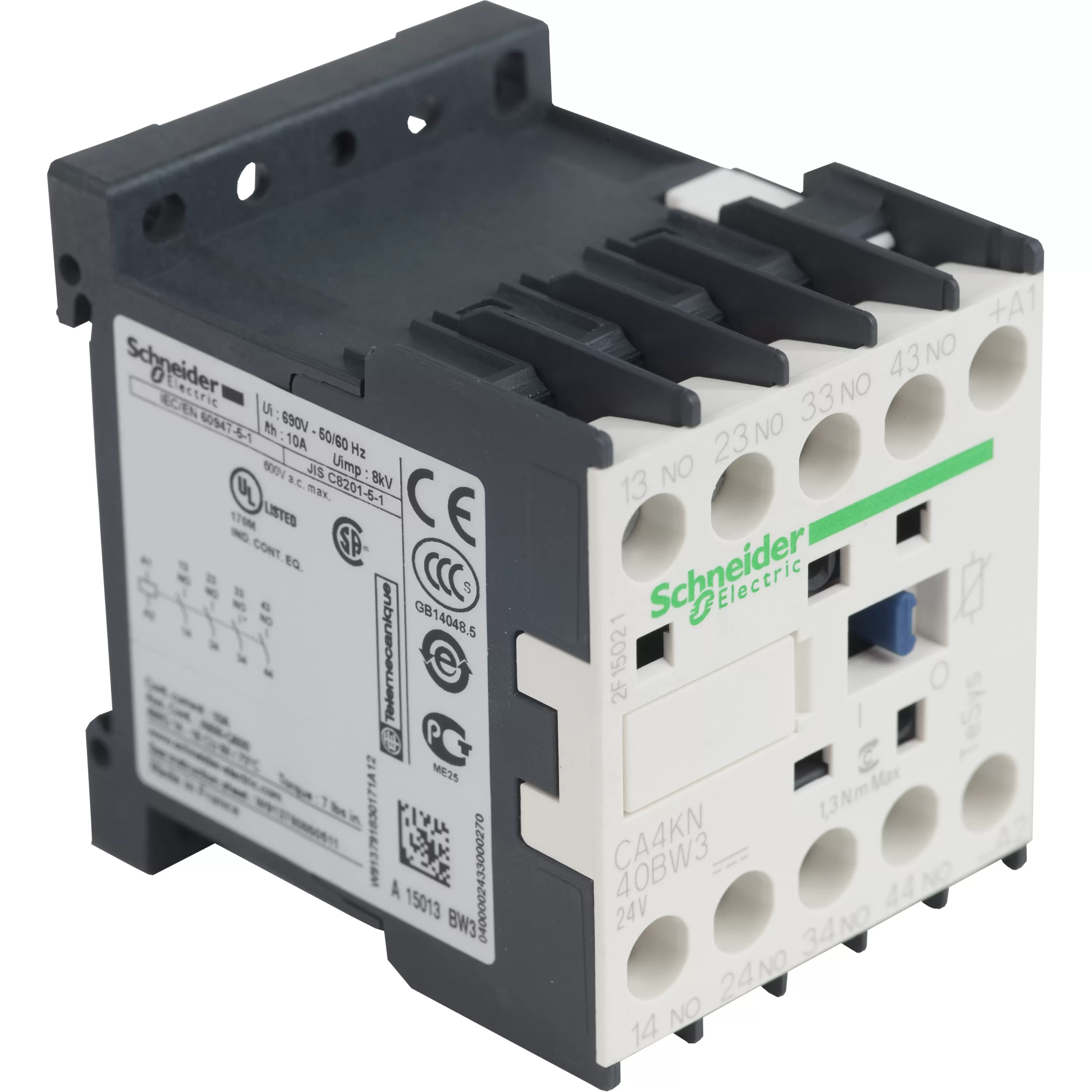 Schneider Electric Hilfsschütz, 4S 24V DC, 1,8W CA4KN40BW3
