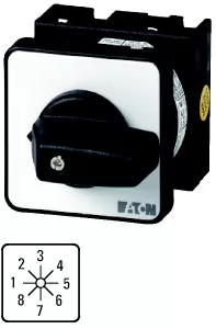 Eaton Stufenschalter, T0, 20 A, Einbau, 4 Baueinheit(en), Kontakte: 8, 45 °, rastend, ohne 0-Stellung, 1-8, Abwicklungs Nr. 8235 074448