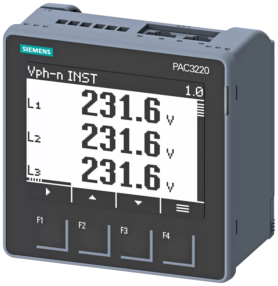Siemens SENTRON Power Monitoring PAC3220, Fronteinbau, 690/400 V, 5 A, 24-60 V DC, Mo... 7KM32201BA011EA0