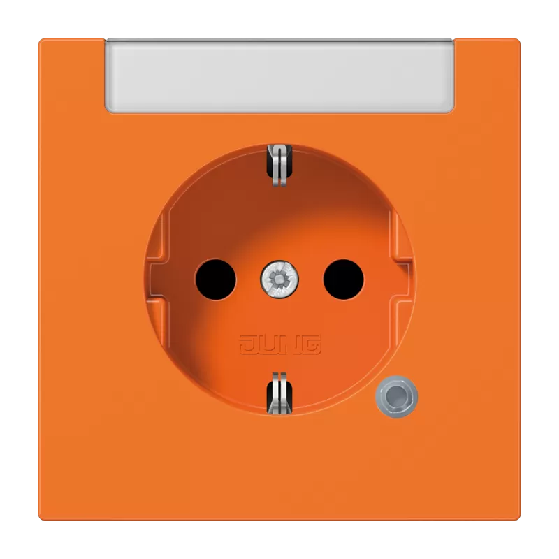 Jung SCHUKO Steckdose, 16 A 250 V ~, mit Funktionsanzeige, mit Schriftfeld, integrierter erhöhter Berührungsschutz, Thermoplast, Serie LS, orange (für ZSV) LS1520INAKOO