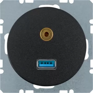 Berker USB/3,5 mm Audio Steckdose R.1/R.3 sw 3315392045