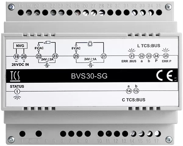 TCS Versorgungs- und Steuergerät für Unteranlagen an 1 Strang, Hutschiene 6 TE BVS30-SG