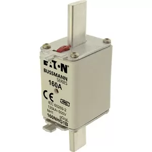 Eaton Sicherungseinsatz, Niederspannung, 160 A, AC 500 V, 120 kA, NH1, gL/gG, IEC, Doppelkennmelder, spannungsführende Grifflasche 160NHG1B