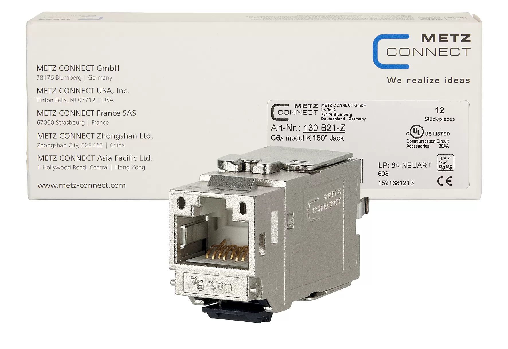 Metz Connect C6Amodul K 180° Jack - Keystone (12 Stück) 130B21-Z