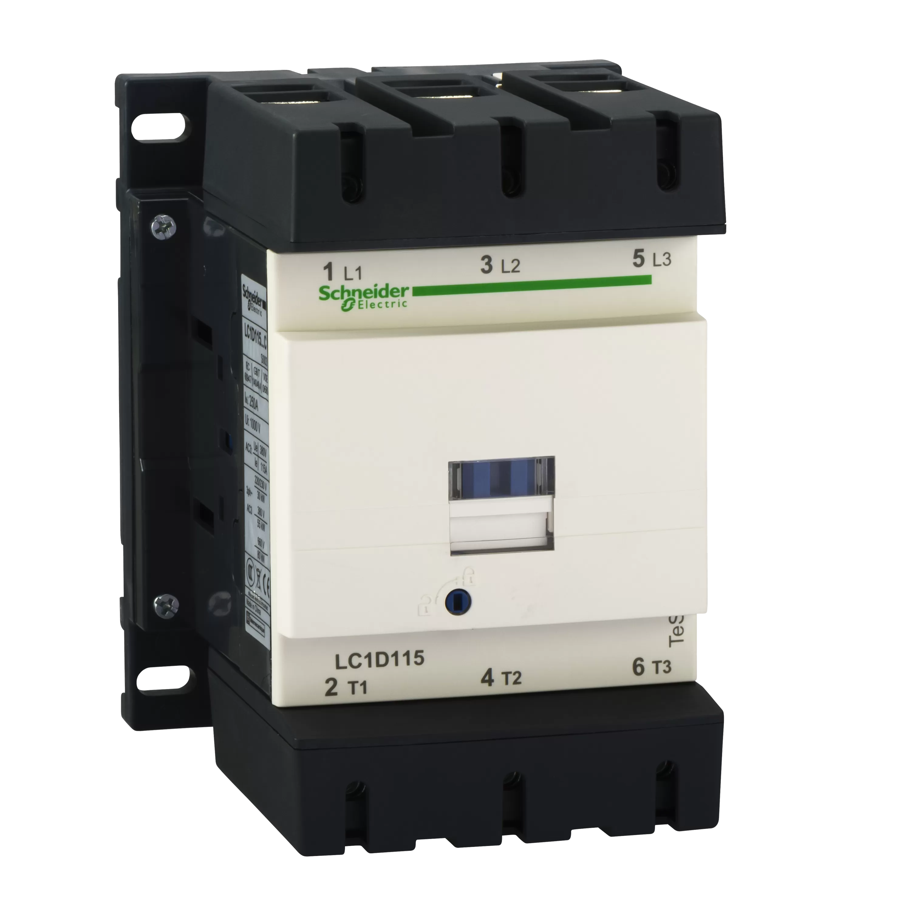 Schneider Electric Leistungsschütz LC1D 3p, +1S+1Ö, 55 kW, 115 A, 400 V AC3, Spule 115 V AC LC1D115FE7