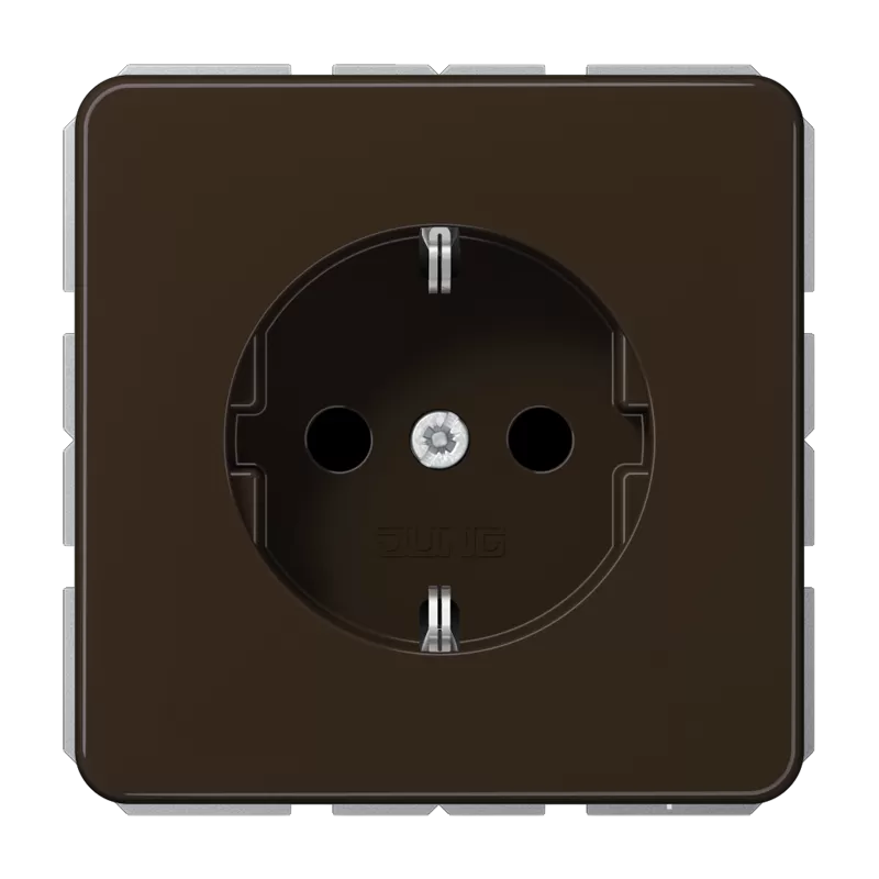 Jung SCHUKO Steckdose, 16 A 250 V ~, integrierter erhöhter Berührungsschutz, Thermoplast, Serie CD, braun CD1520BFKIBR
