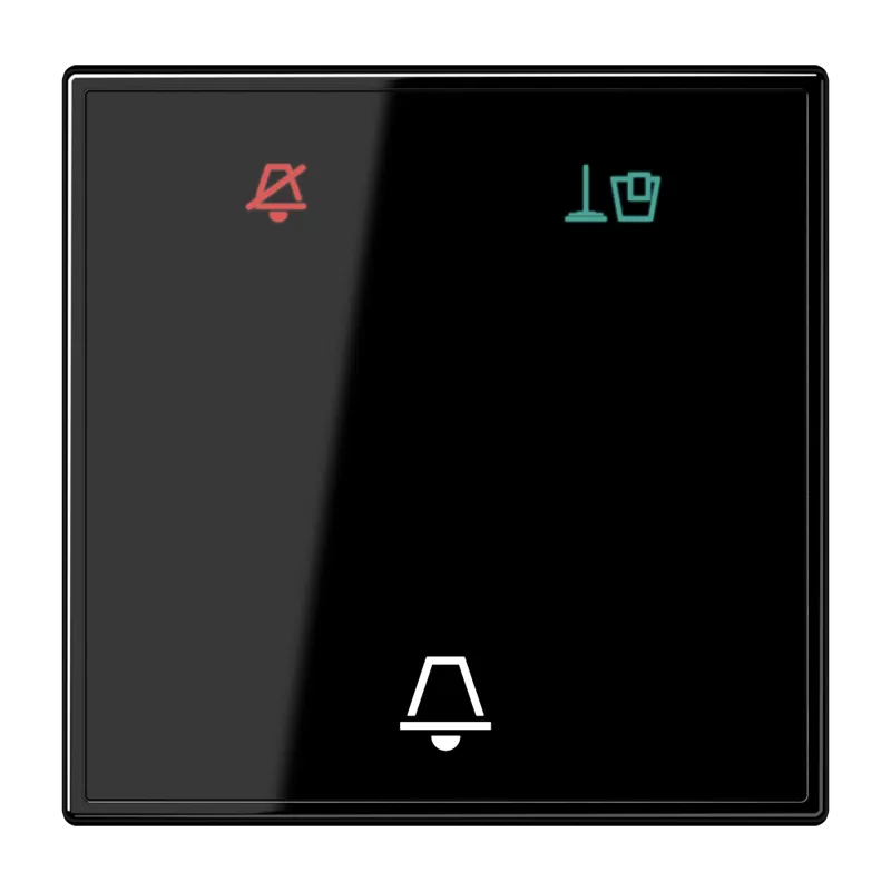 Jung Hotelwippe Glas, Außenstelle, Symbole Nicht stören, Zimmer aufräumen und Klingel, Serie LS, schwarz LSCUKO6MSW