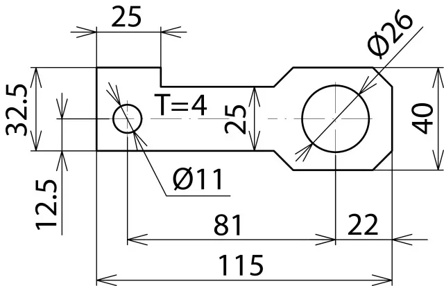 Dehn Anschlussbügel IF3 gerade Bohrdurchmesser d1 26 mm 923226