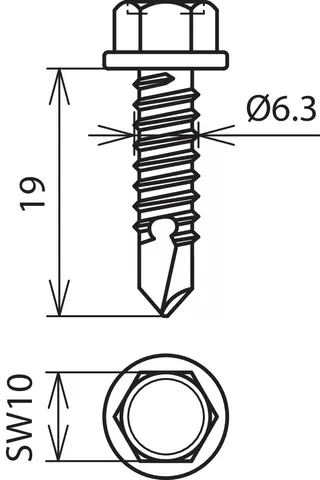 Dehn Bohrschraube mit 6-kant-Kopf DIN 7504  6,3x19mm NIRO 528619