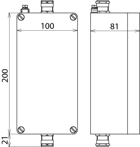 Dehn Aluminiumgehäuse Aufputz IP65 mit Hutschiene B 100 H200 T 81mm 906055