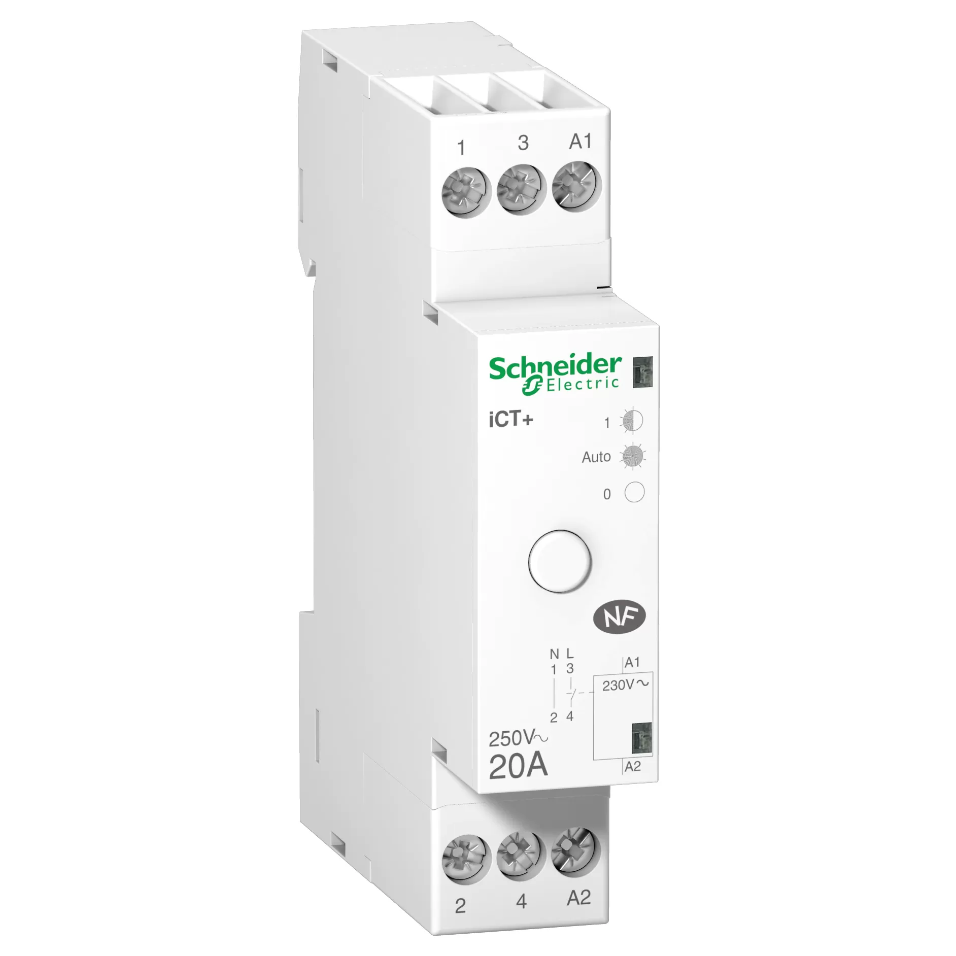 Schneider Electric Vorwahl-Hochleistungsschütz iCT+, 1P+N, 1S, 20A, 230V AC A9C15031