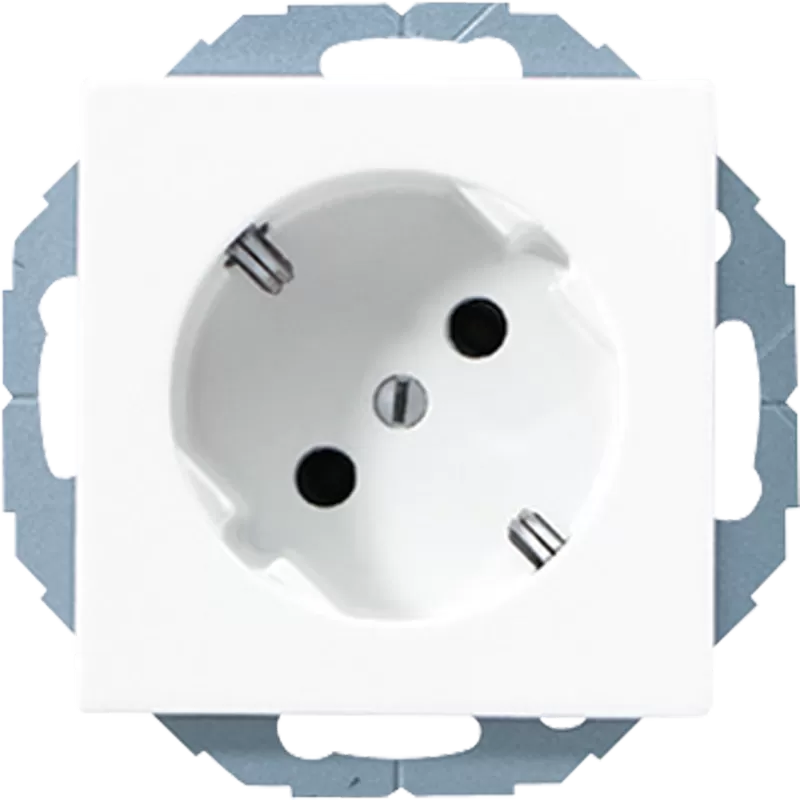 Jung SCHUKO® Steckdose 45°, 16 A 250 V ~, integrierter erhöhter Berührungsschutz, Duroplast, Serie A, alpinweiß A520-45KIWW