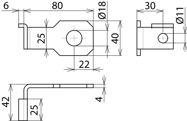 Dehn Anschlussbügel IF1 abgewinkelt Bohrdurchmesser d1 18 mm 923318