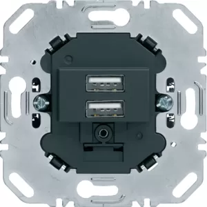 Berker USB Lade-Std., 2fach, 3.0A, eckig, anth 260205