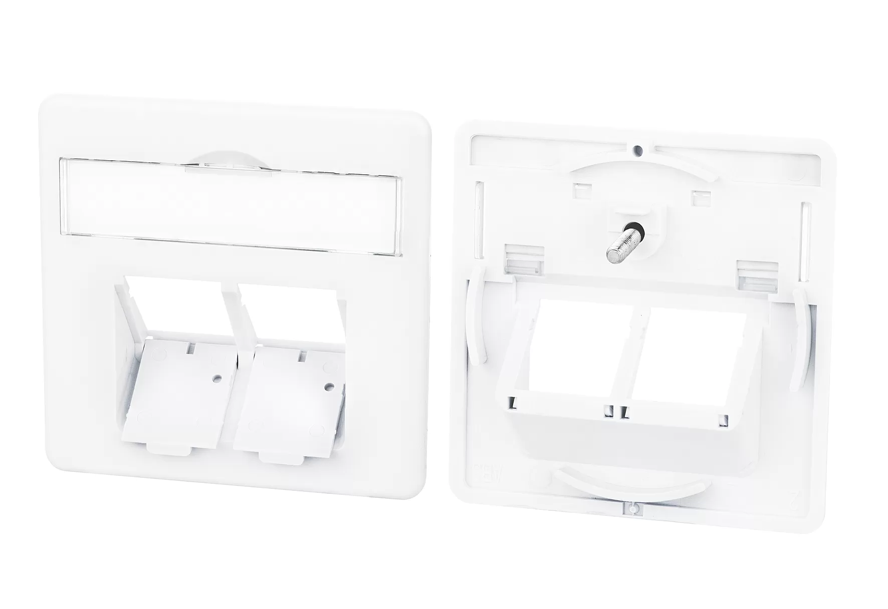 Metz Connect Zentralplatte 50 x 50 mm 2 Port, verkehrsweiß, E-DAT C6 860023-27-I