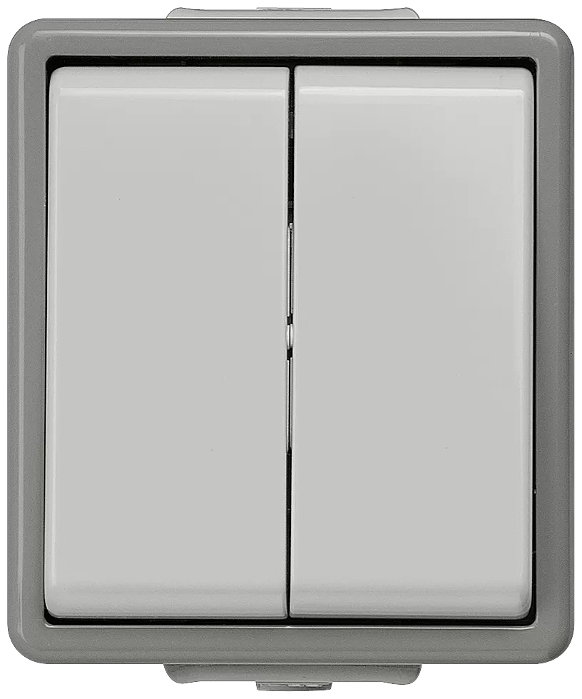 Siemens DELTA fläche IP44, AP dunkelgrau/hellgrau Doppel-Wechselschalter 10A 250V 5TA4708
