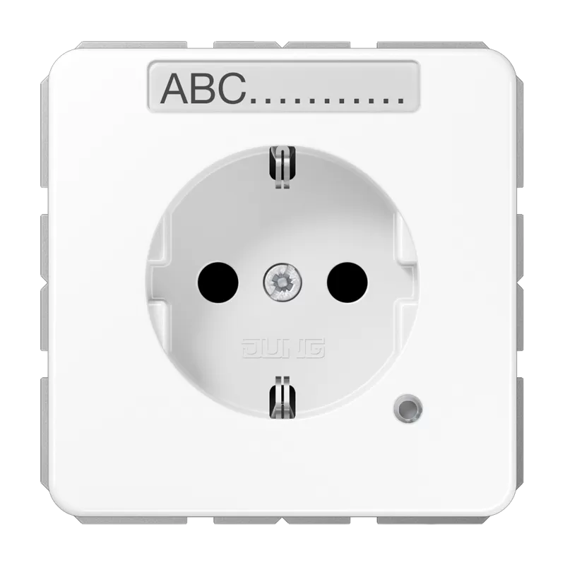 Jung SCHUKO Steckdose, 16 A 250 V ~, ohne Krallen, mit Funktionsanzeige, mit Schriftfeld, integrierter erhöhter Berührungsschutz, Thermoplast, Serie CD, al CD1520BFNAKOWW