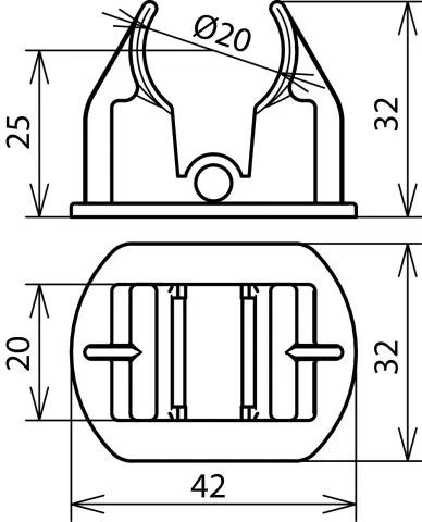 Dehn Adapter D 20mm f. HVI-Leitung z. Aufschnappen a. Dachleitungshalter FB 253026